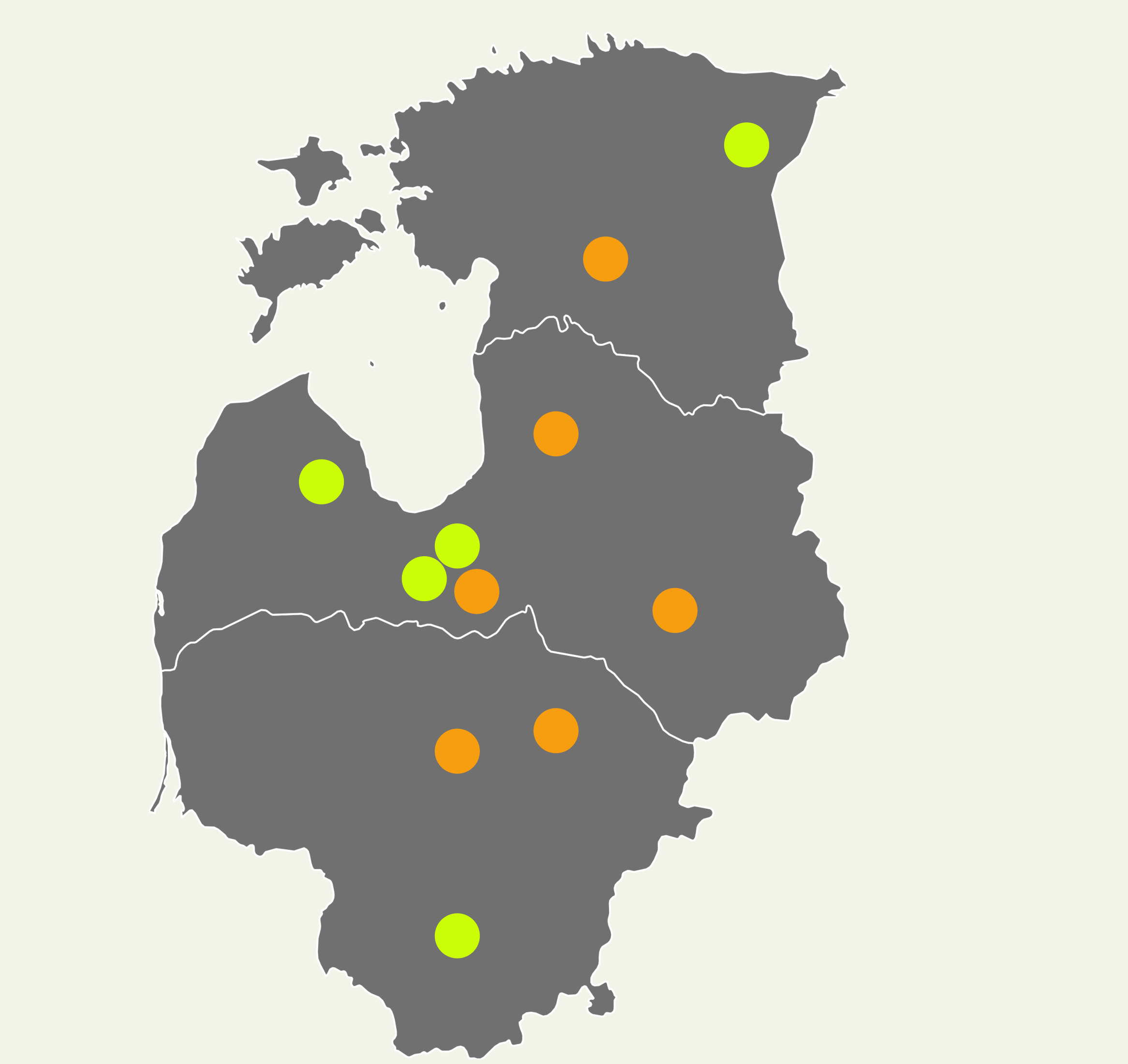 Field trial locations in Estonia, Latvia and Lithuania